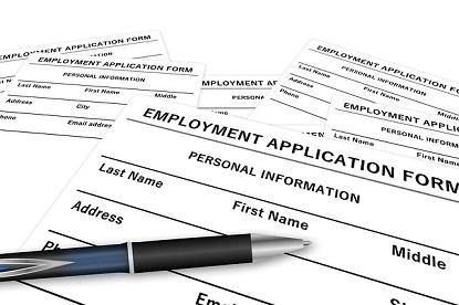 Image shows employment application forms